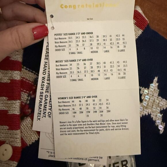 Quacker Factory Women Medium Sweater Patriotic NWT USA Flag Stars Button Covers - Picture 6 of 7